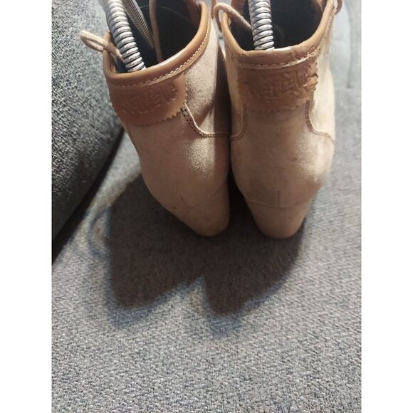 Mad Love Boots Womens 9 Ankle Booties Brown Suede Lace Up Wedge Heels Casual - Picture 5 of 11